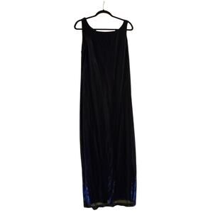 Vtg Y2K 90s Sleeveless Blue Shimmer Maxi Dress Evening Gown Jacket Leslie Fay 14